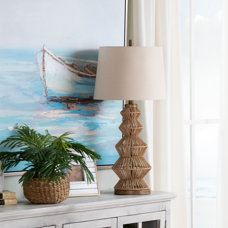 Adler Turreted Woven Table Lamp CVNAM731