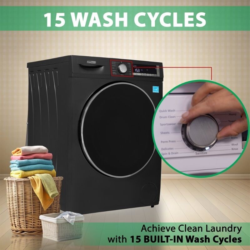 ConServ Washer 2.2cf AUTOSENSE 1400 RPM 15 programs Sanitize LED Display 110V CW2240MATTEBLACK