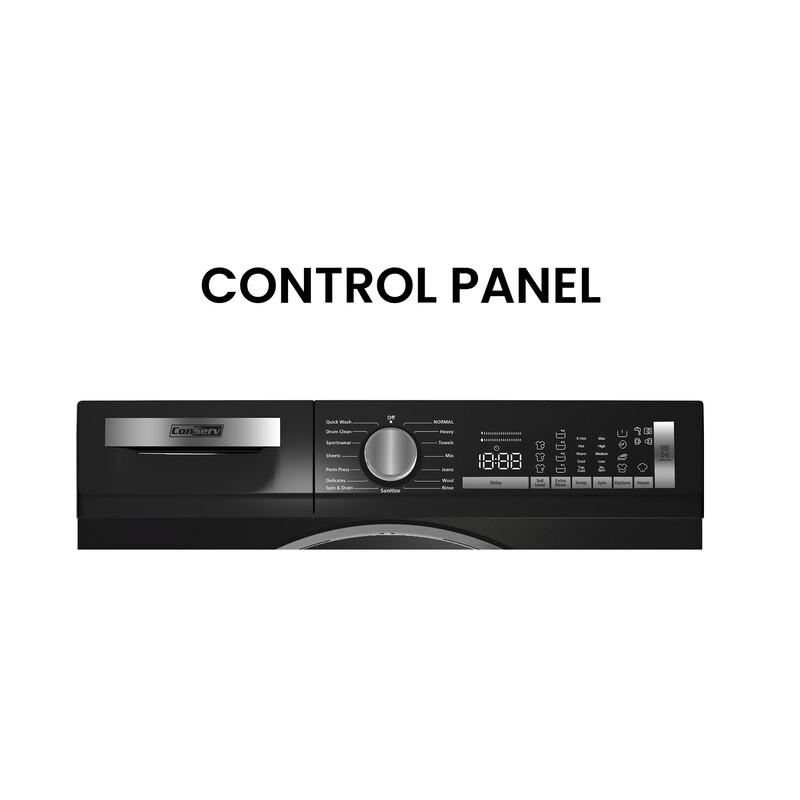 ConServ Washer 2.2cf AUTOSENSE 1400 RPM 15 programs Sanitize LED Display 110V CW2240MATTEBLACK