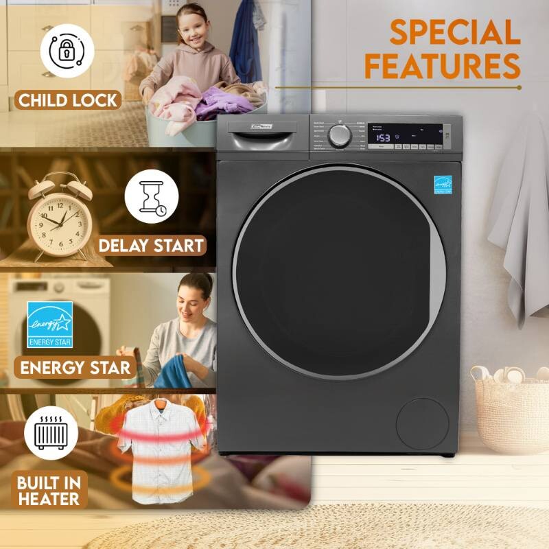 ConServ Washer 2.2cf AUTOSENSE 1400 RPM 15 programs Sanitize LED Display 120V Titanium CW2240T