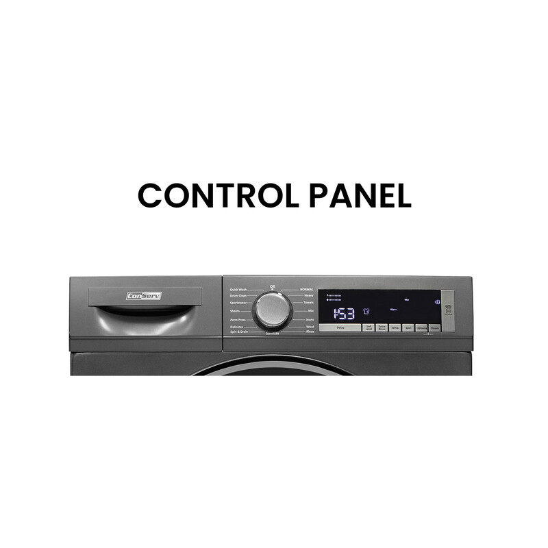 ConServ Washer 2.2cf AUTOSENSE 1400 RPM 15 programs Sanitize LED Display 120V Titanium CW2240T