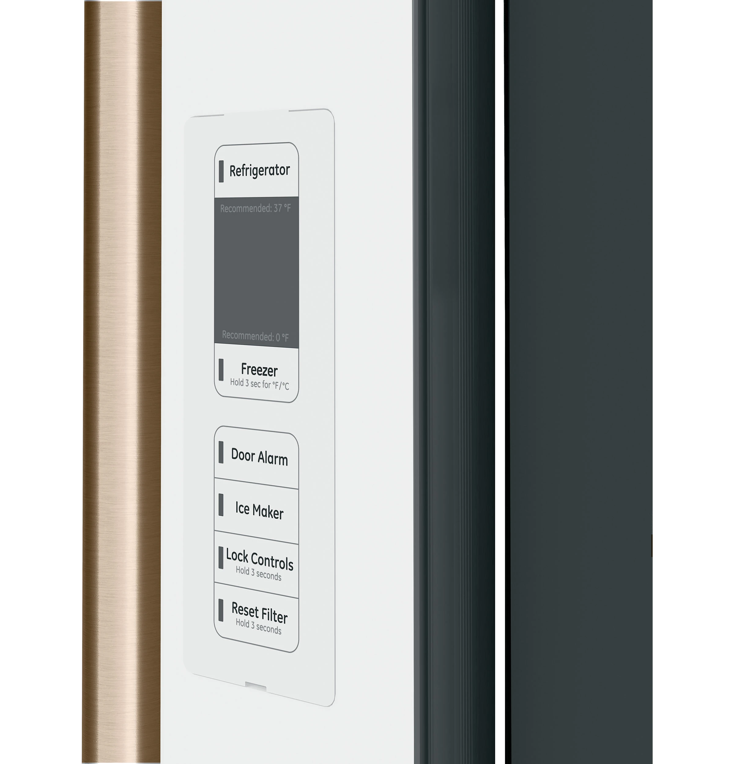 In-the-door controls with actual temperature display