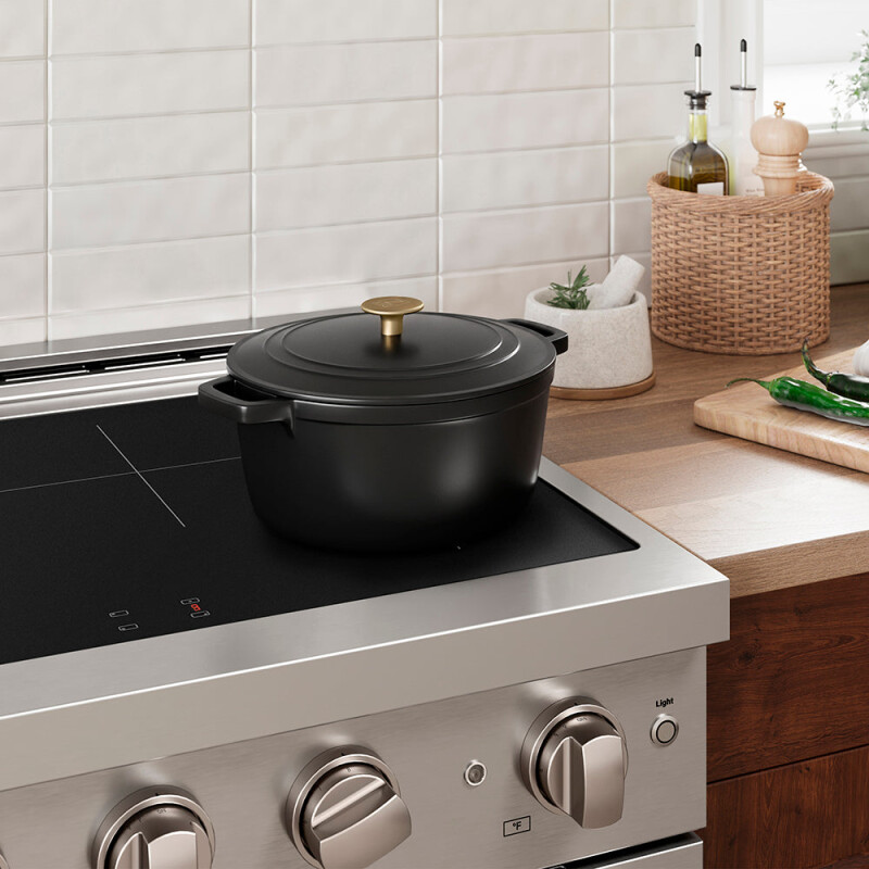 5-Piece Enameled Cast Iron Cookware Set in Black Matte CWSETSBLM5