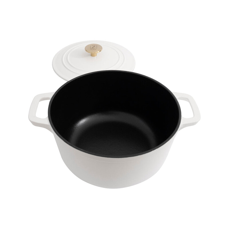 5-Piece Enameled Cast Iron Cookware Set in White Matte CWSETSWM5