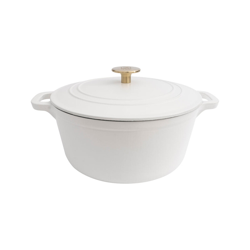 5-Piece Enameled Cast Iron Cookware Set in White Matte CWSETSWM5