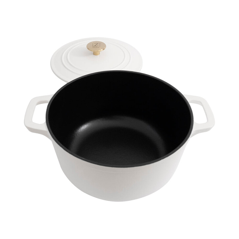 5-Piece Enameled Cast Iron Cookware Set in White Matte CWSETSWM5