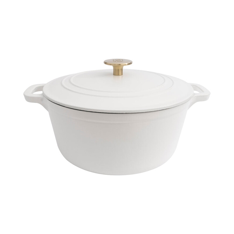 5-Piece Enameled Cast Iron Cookware Set in White Matte CWSETSWM5