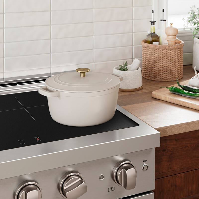 5-Piece Enameled Cast Iron Cookware Set in White Matte CWSETSWM5