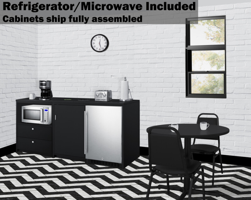 74" Wide Casework Suite with Refrigerator and Microwave, ADA Height CWSUITE74R