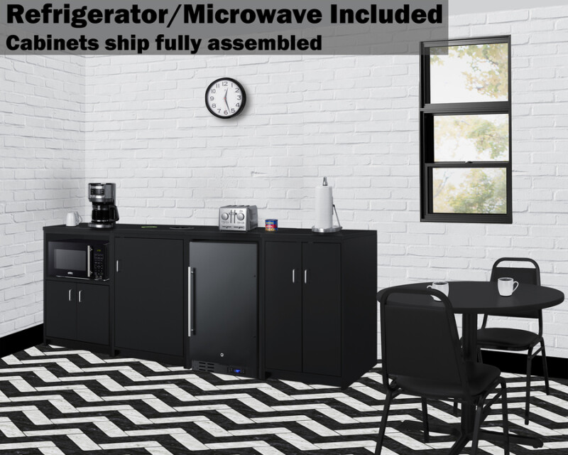 85" Wide Casework Suite with Refrigerator and Microwave, ADA Height CWSUITE85R