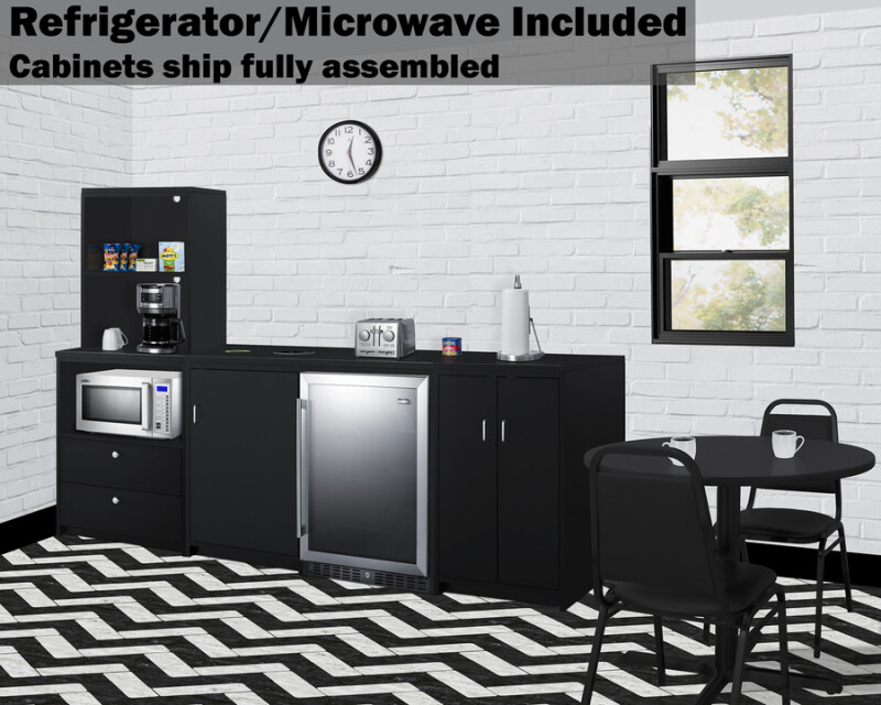 95" Wide Casework Suite with Beverage Center and Microwave, ADA Height CWSUITE95G