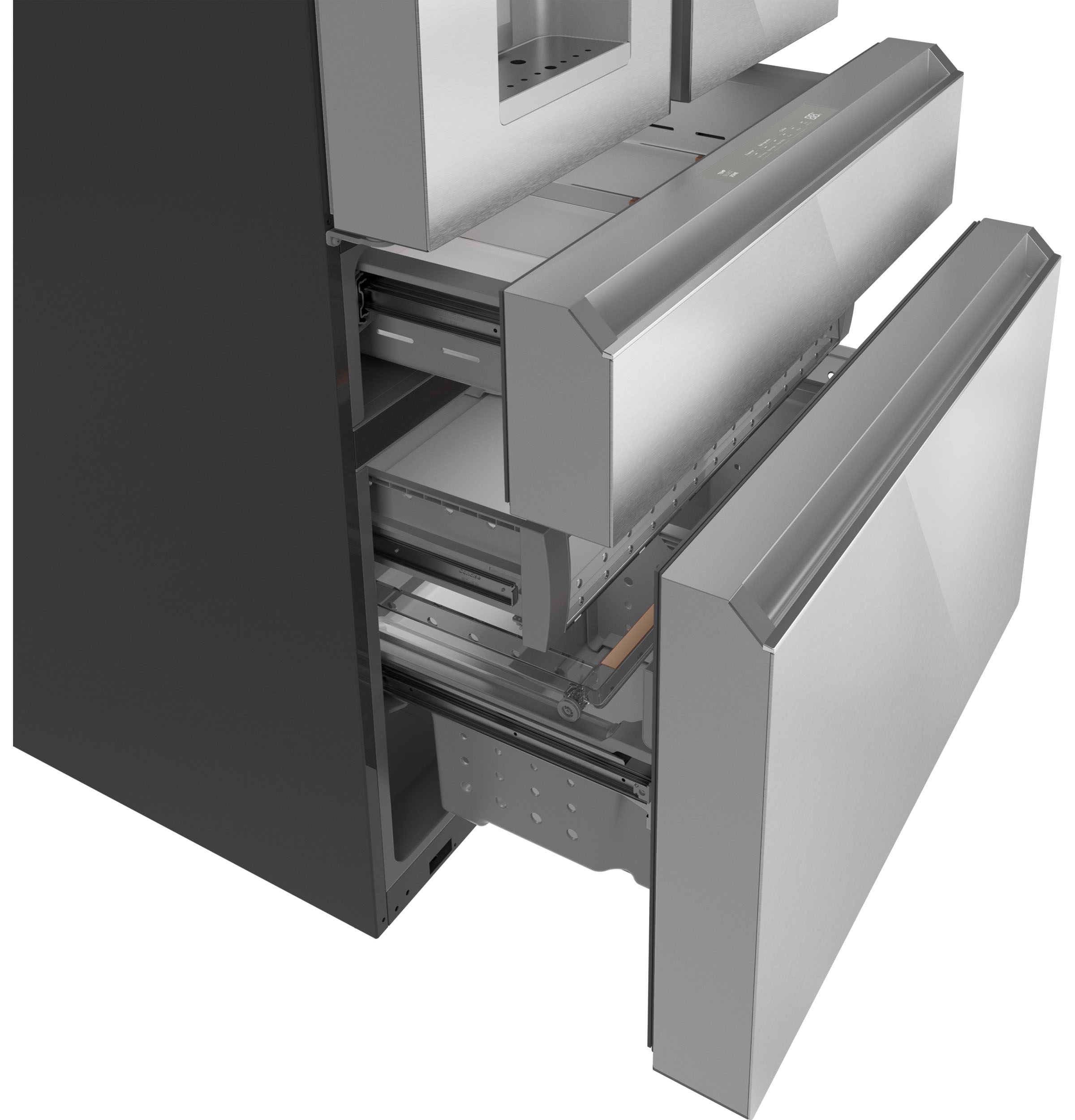 CAFÉ™ ENERGY STAR® 22.3 Cu. Ft. Smart Counter-Depth 4-Door French-Door Refrigerator in Platinum Glass view 13