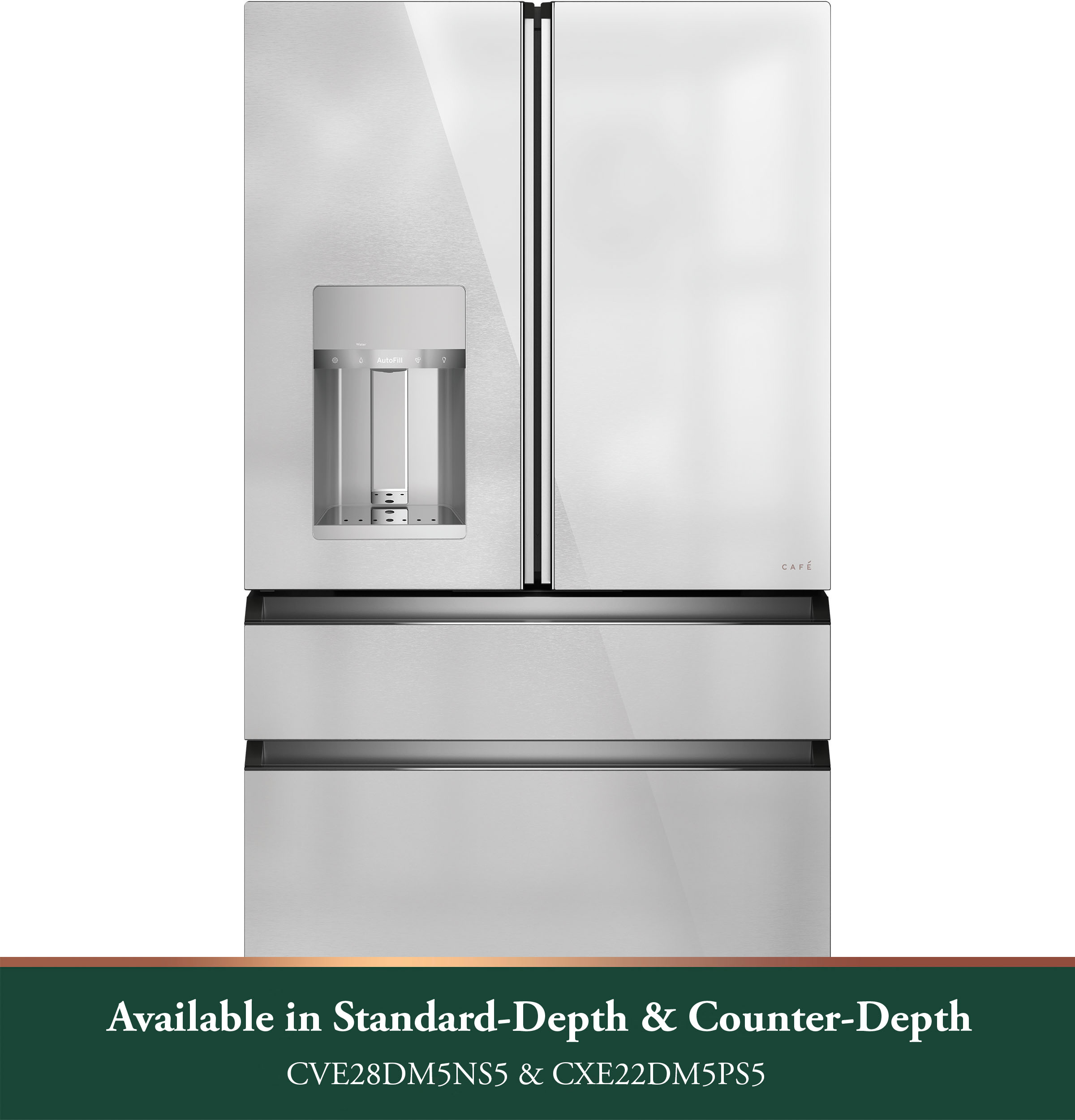 CAFÉ™ ENERGY STAR® 22.3 Cu. Ft. Smart Counter-Depth 4-Door French-Door Refrigerator in Platinum Glass view 10