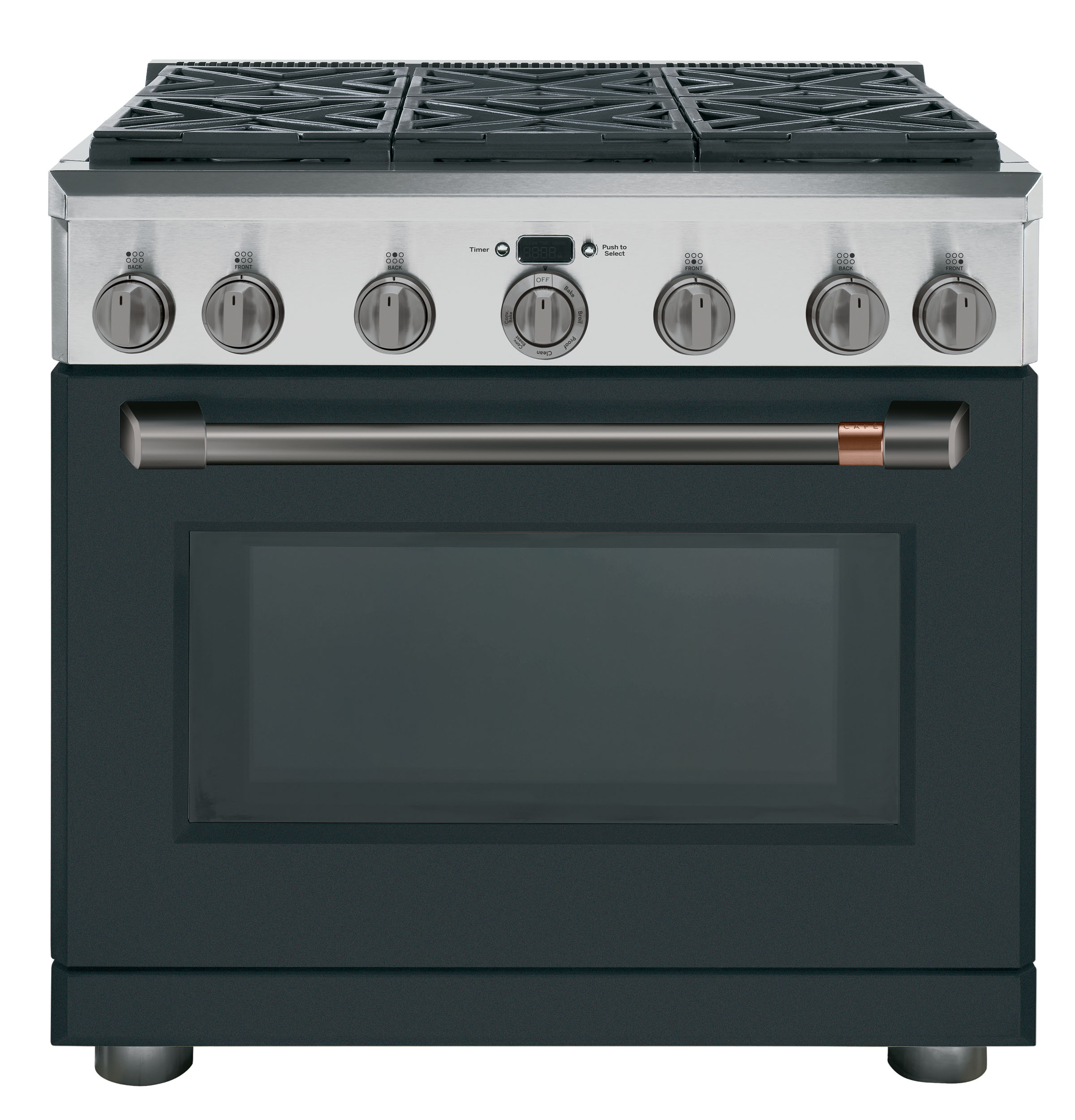 CAFÉ™ 36" Brushed Black Handle & Knob Set for Pro Range and Rangetop view 2