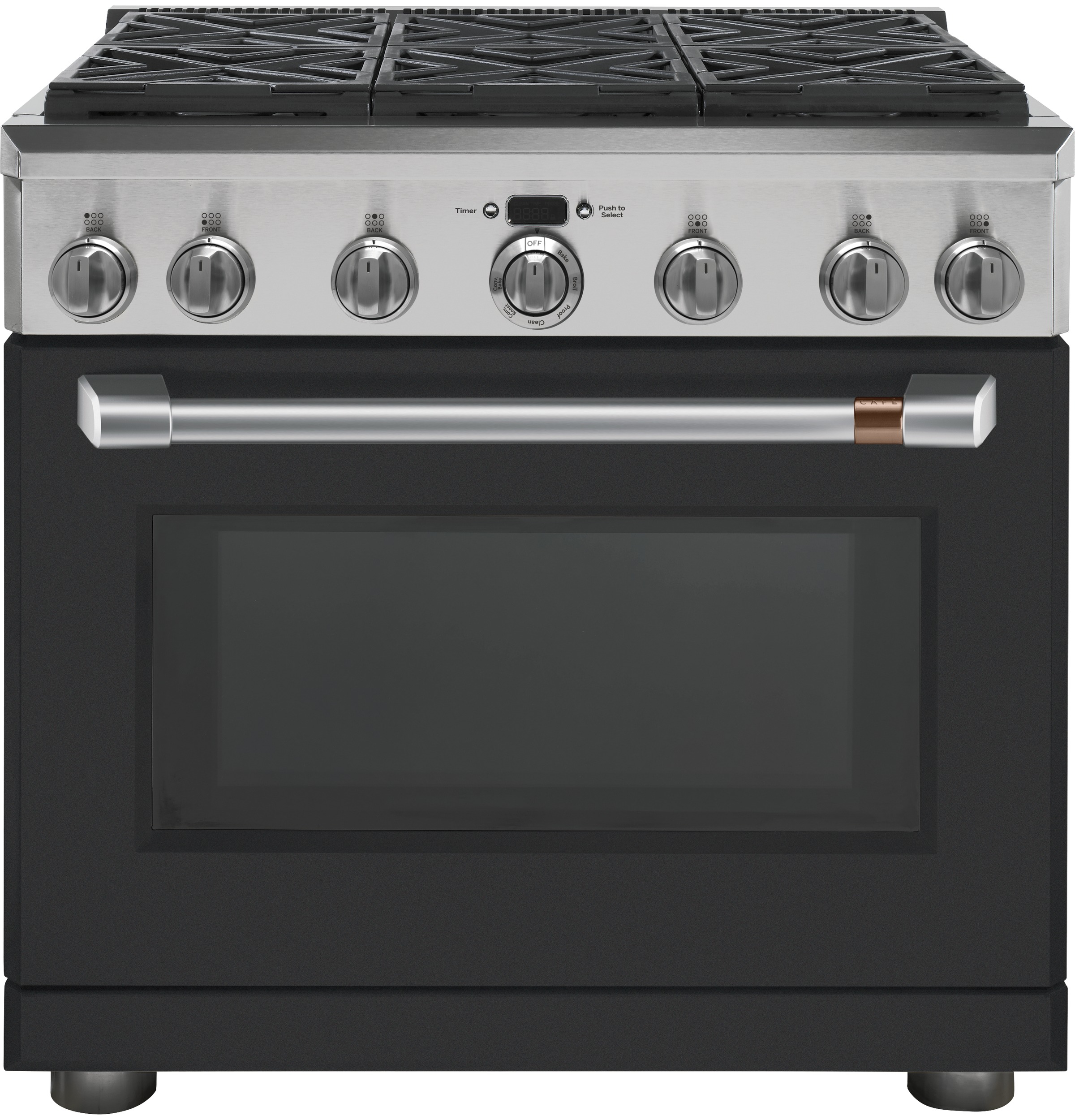 CAFÉ™ 36" Brushed Stainless Handle & Knob Set for Pro Range and Rangetop view 2