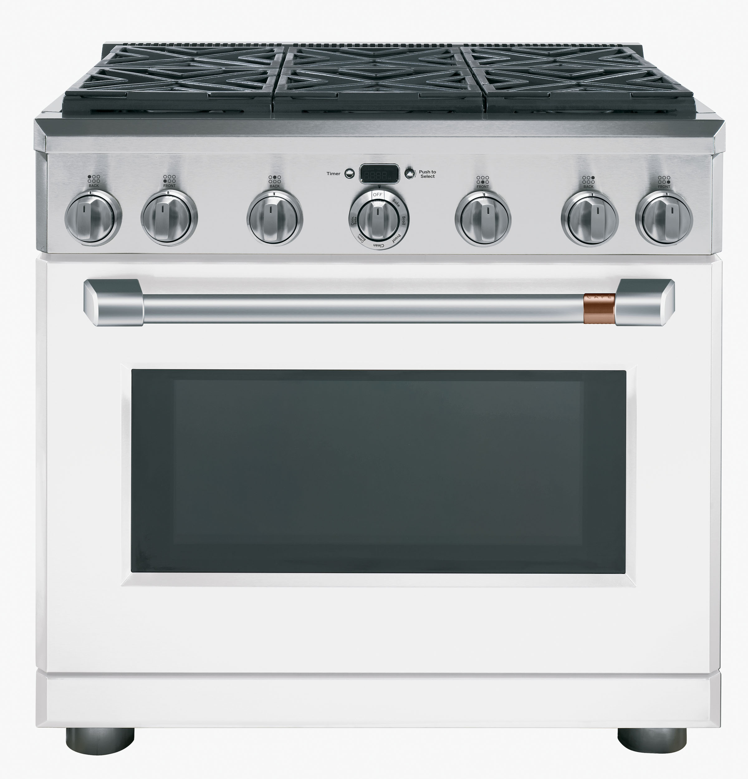 CAFÉ™ 36" Brushed Stainless Handle & Knob Set for Pro Range and Rangetop view 3