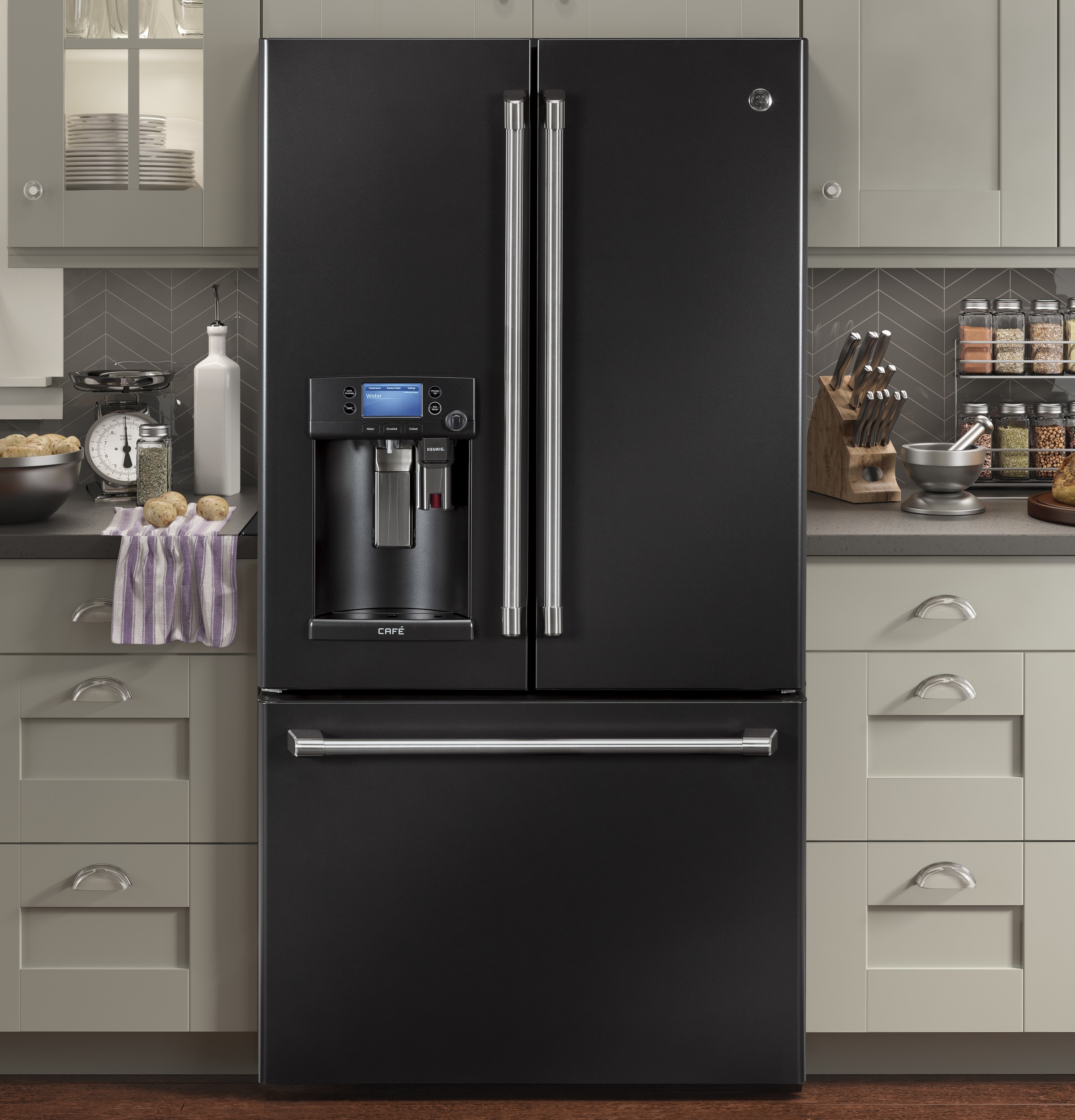 Café Series 22.2 Cu. Ft. Counter-depth French-door Refrigerator With Keurig K-cup Brewing System CYE22UELDS