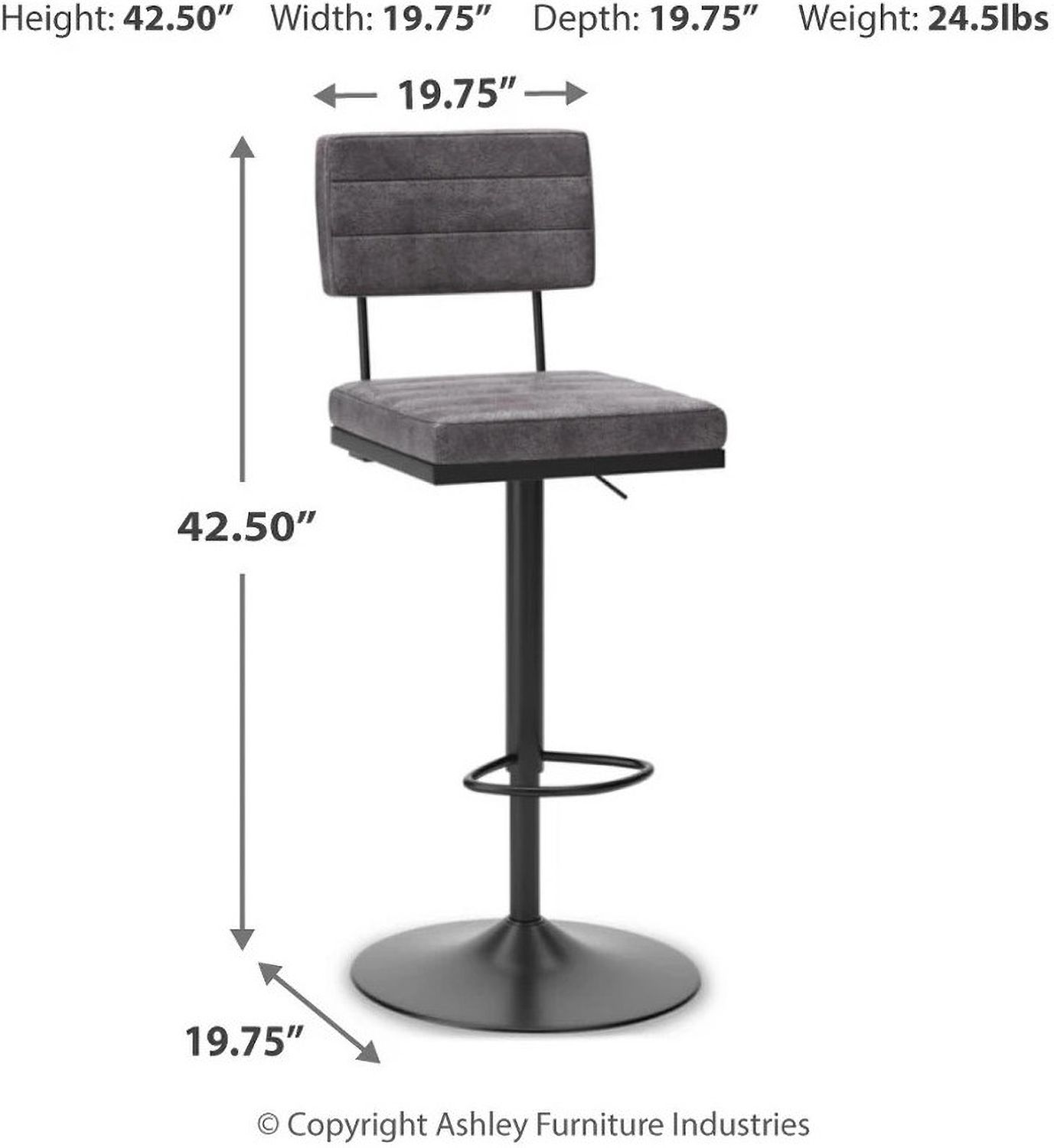 Strumford Grey And Black Swivel Bar Stool Set Of 2 D119630