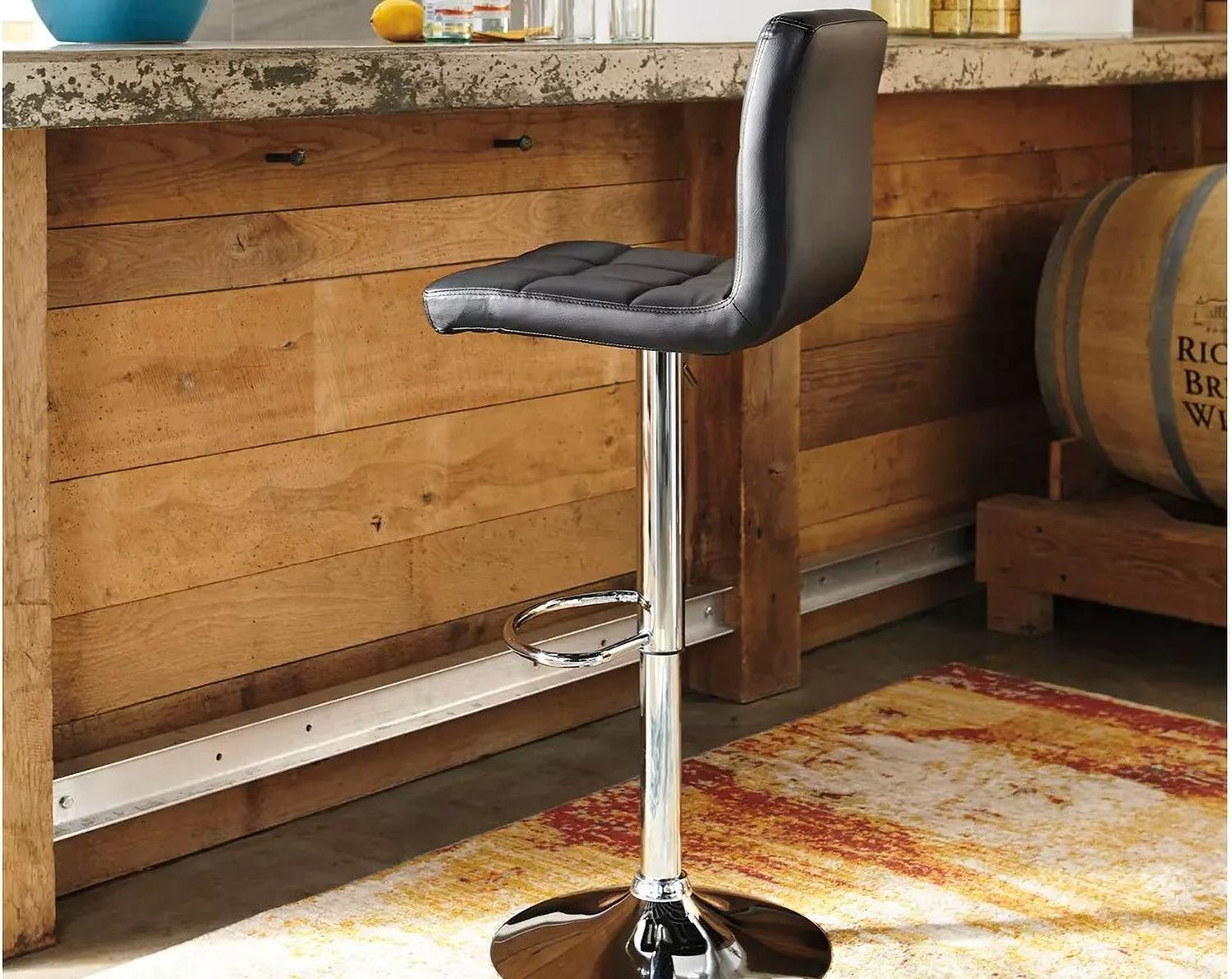 Black and Chrome Tall Upholstered Swivel Barstool Set of 2 D120130