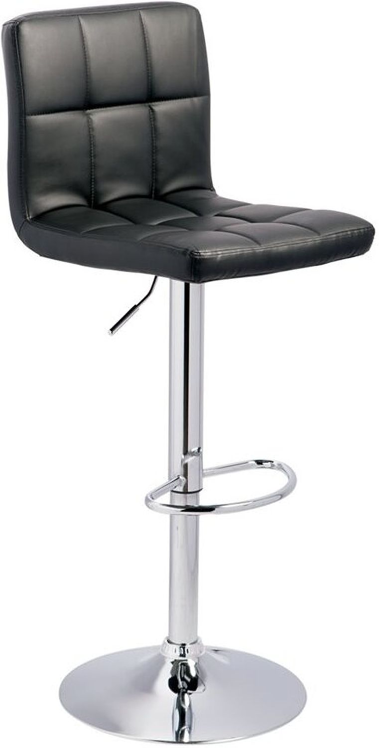Black and Chrome Tall Upholstered Swivel Barstool Set of 2 D120130