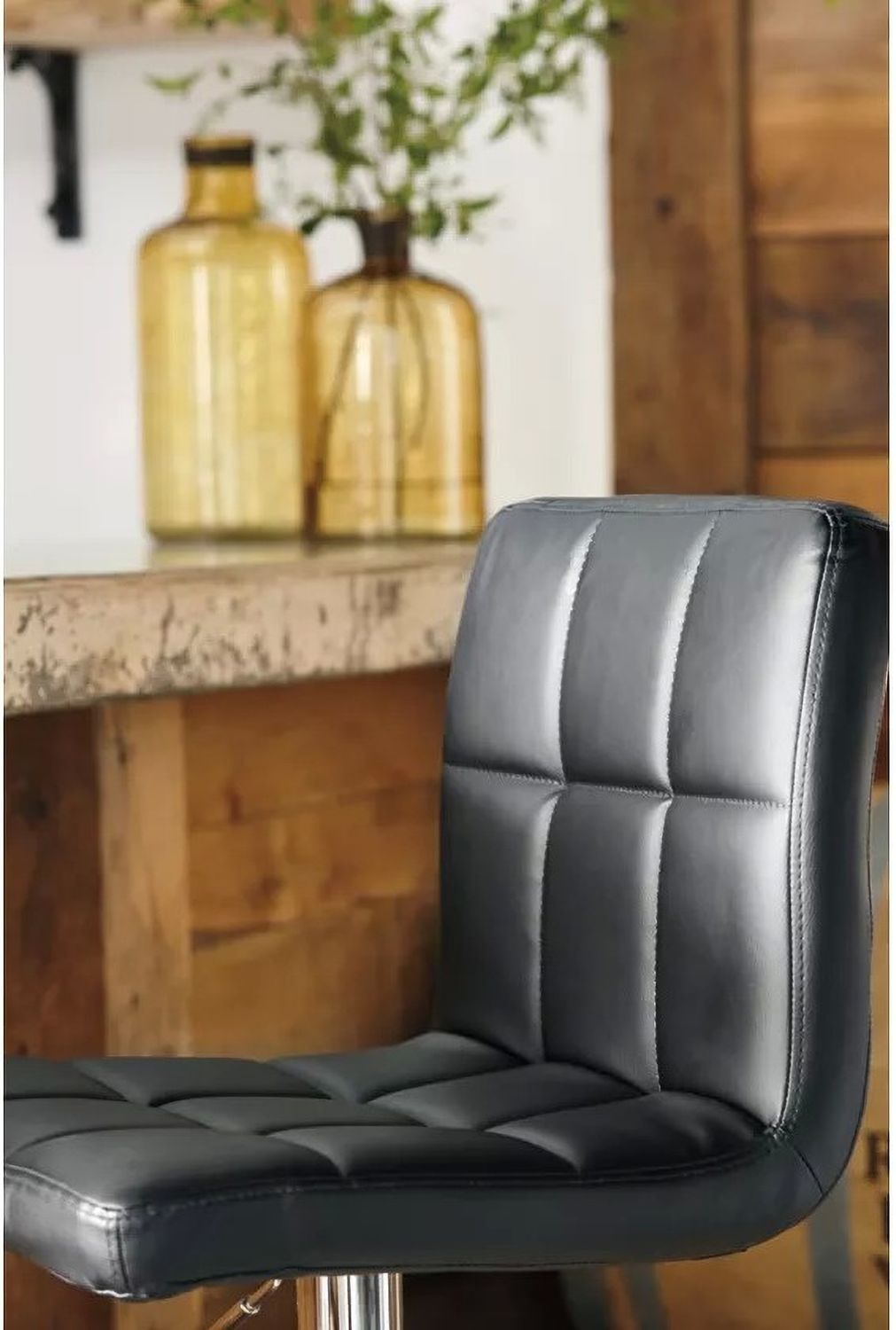 Black and Chrome Tall Upholstered Swivel Barstool Set of 2 D120130