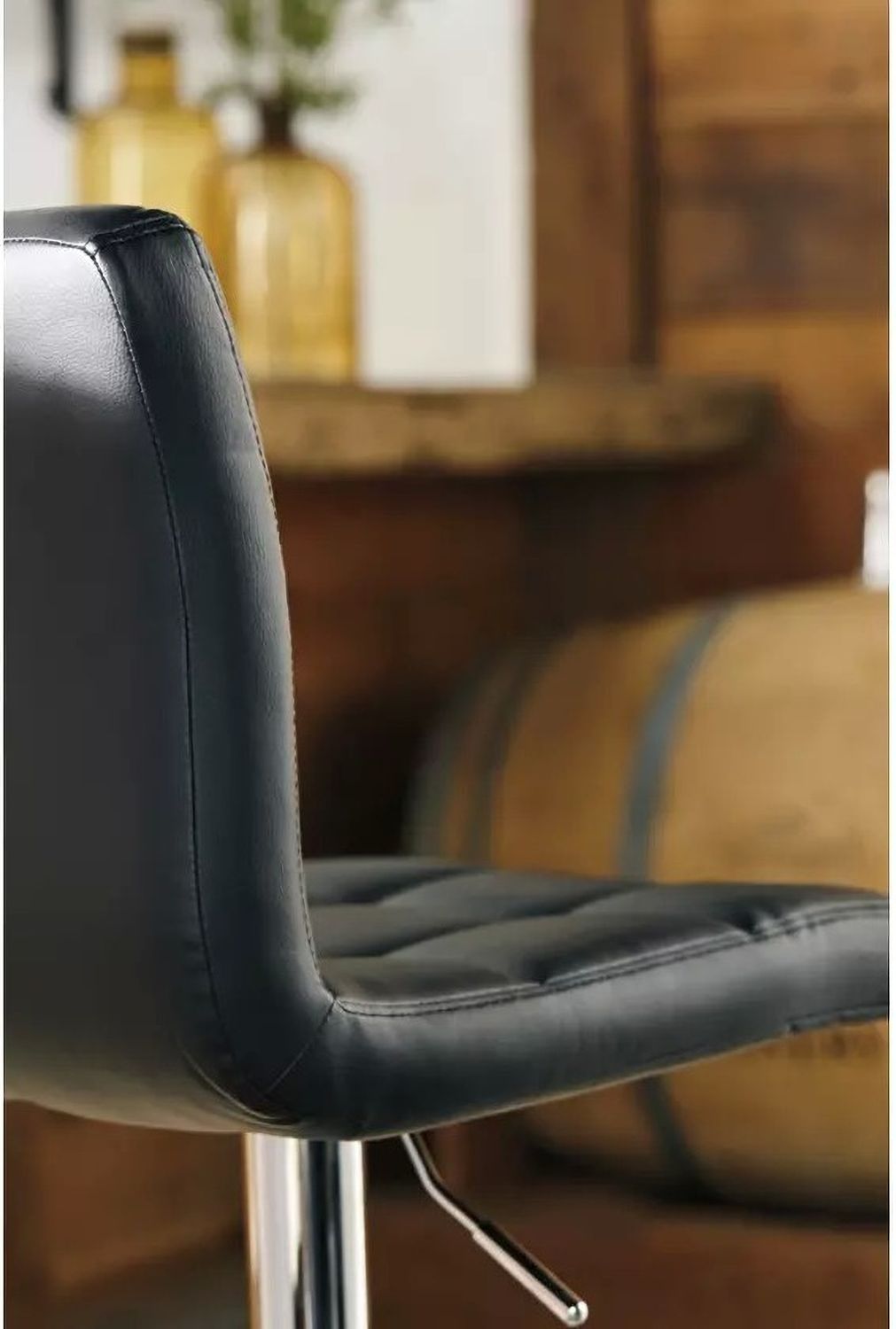 Black and Chrome Tall Upholstered Swivel Barstool Set of 2 D120130