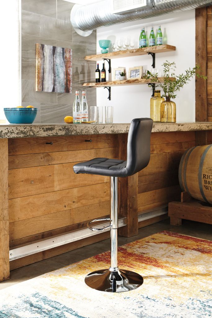 Black and Chrome Tall Upholstered Swivel Barstool Set of 2 D120130