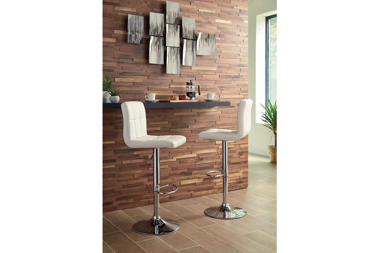 Bone Tall Upholstered Swivel Barstool Set of 2 D120230