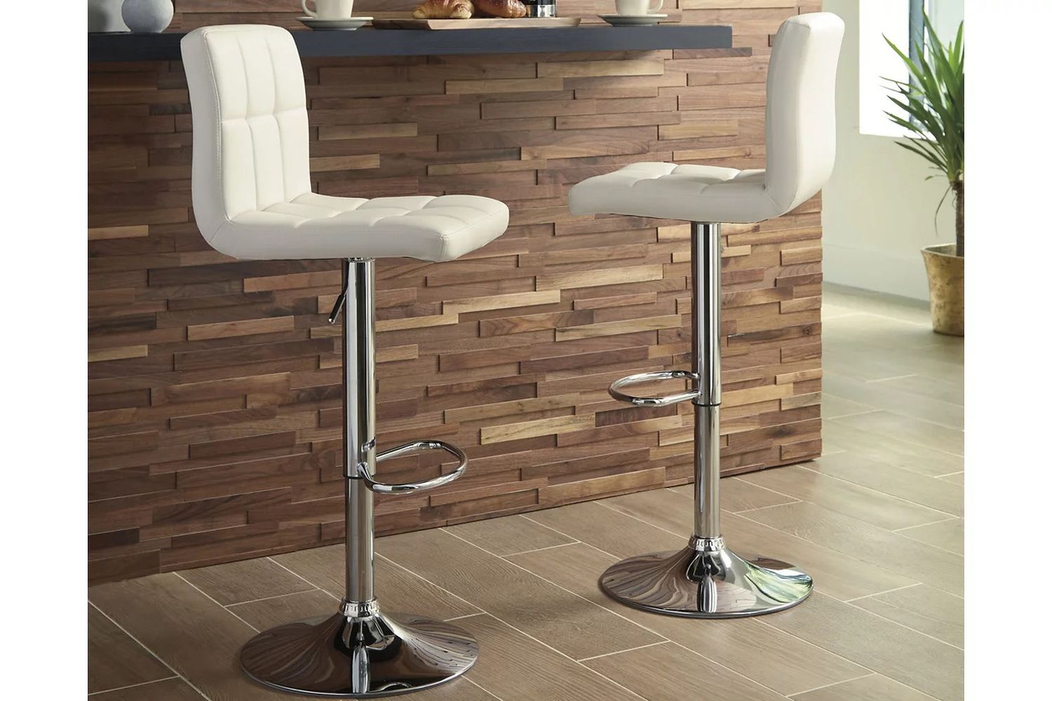 Bone Tall Upholstered Swivel Barstool Set of 2 D120230