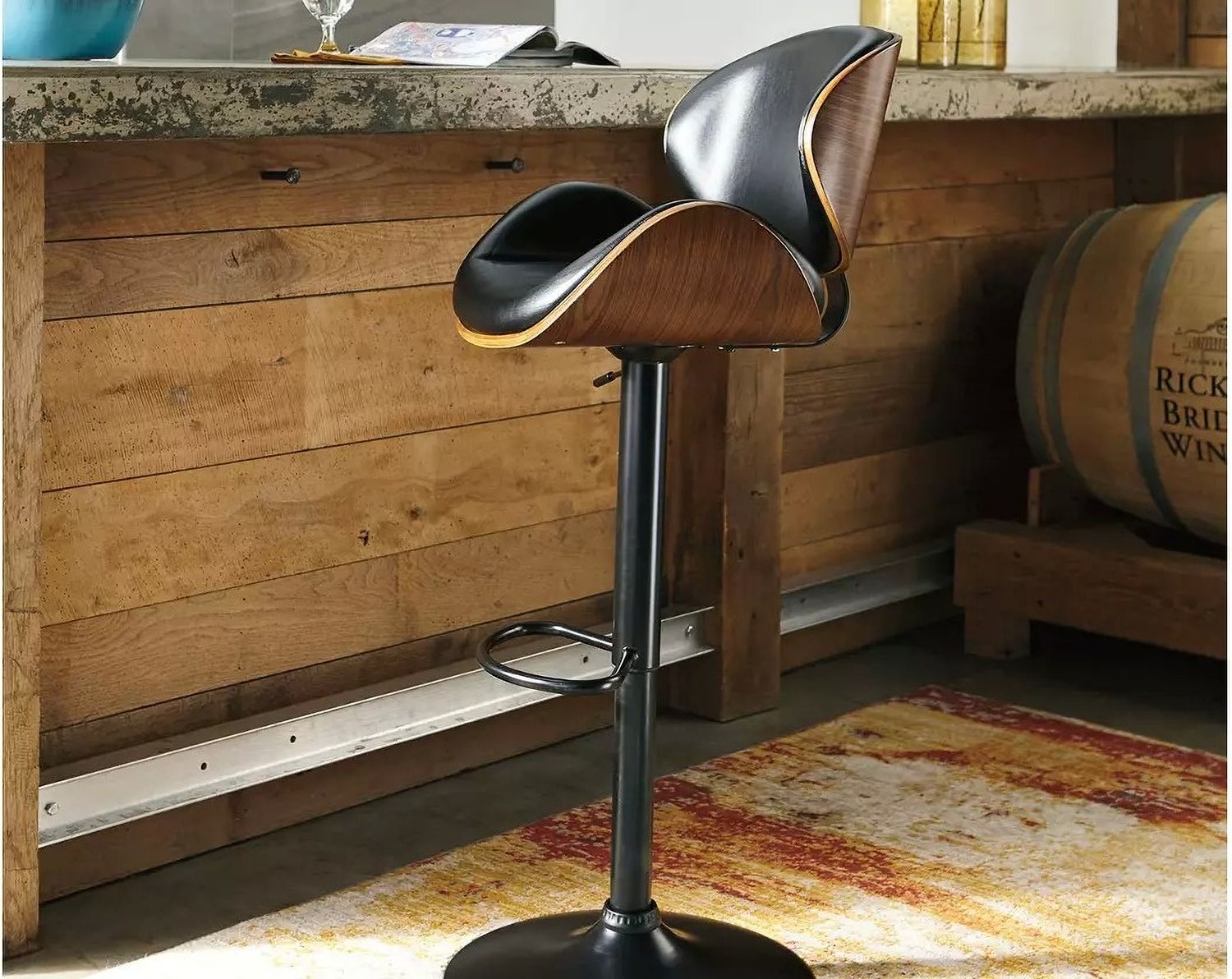 Black Tall Upholstered Swivel Barstool D120530