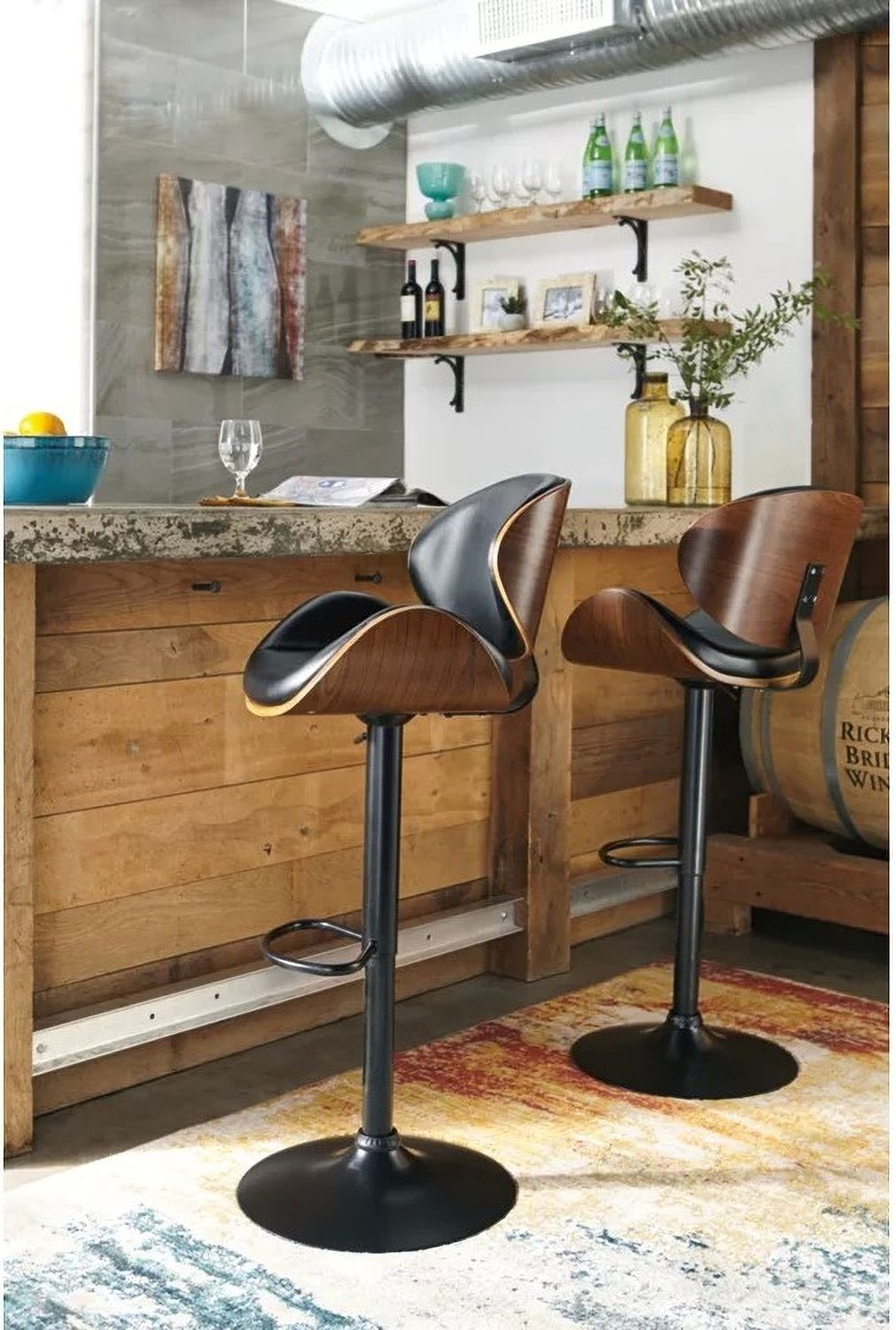 Black Tall Upholstered Swivel Barstool D120530