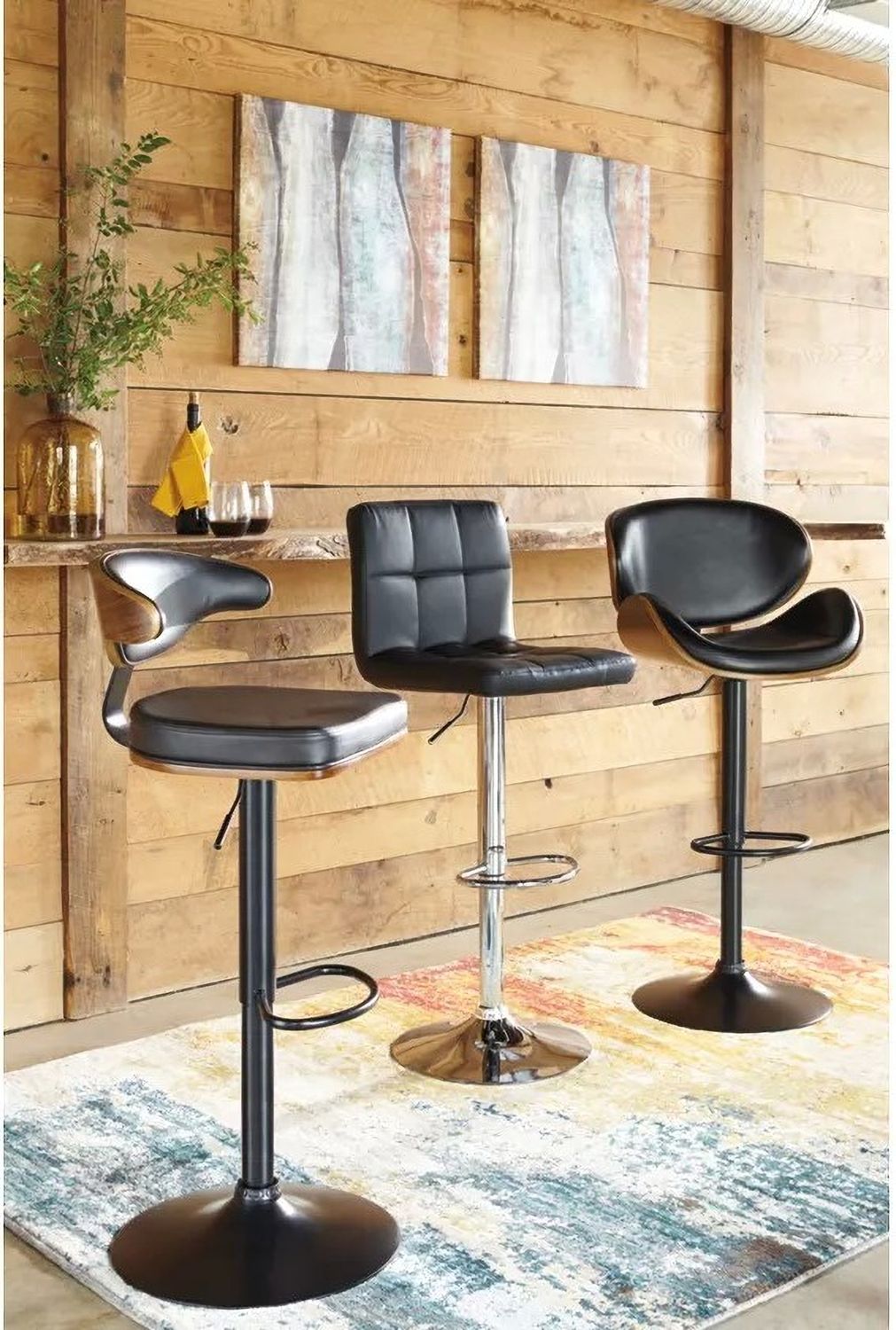 Black Tall Upholstered Swivel Barstool D120530