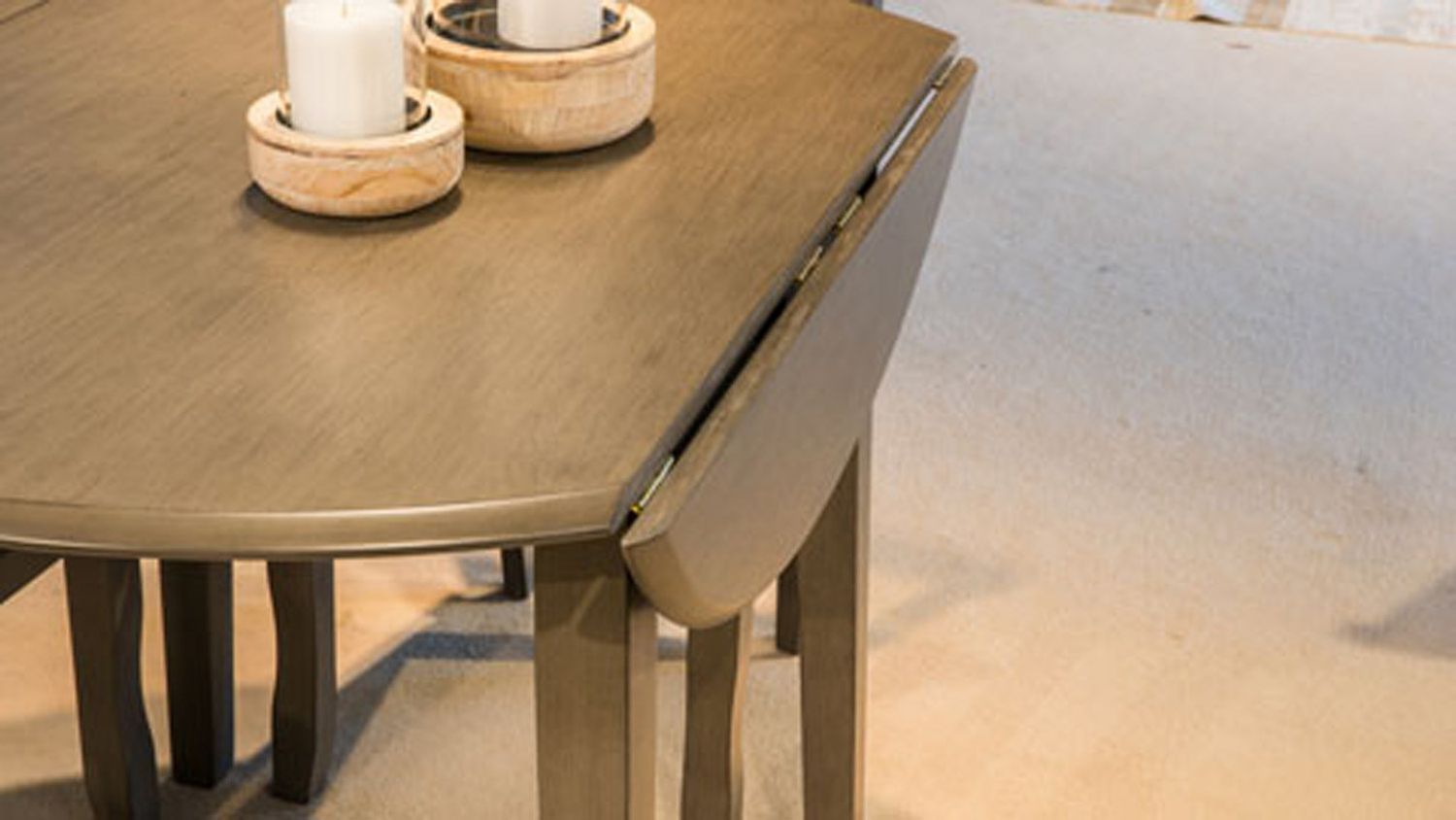 Shullden Gray Round Drop Leaf Table D19415