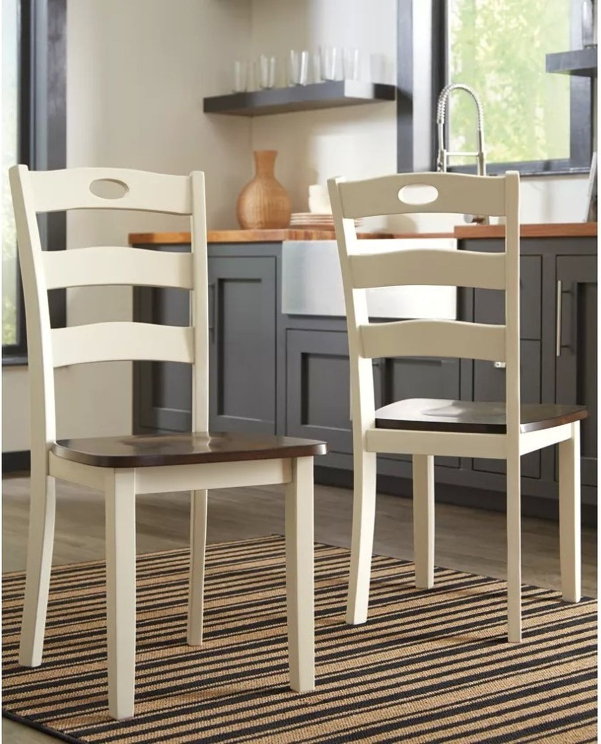 Woodanville White and Brown Side Chair Set of 2 D33501
