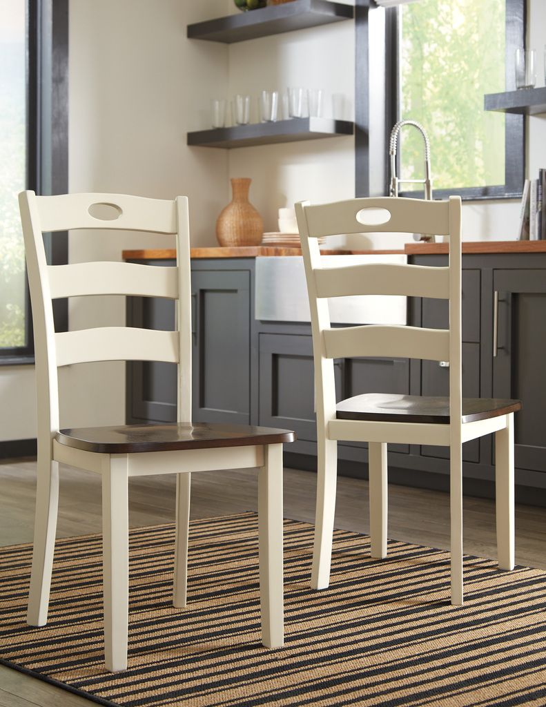 Woodanville White and Brown Side Chair Set of 2 D33501