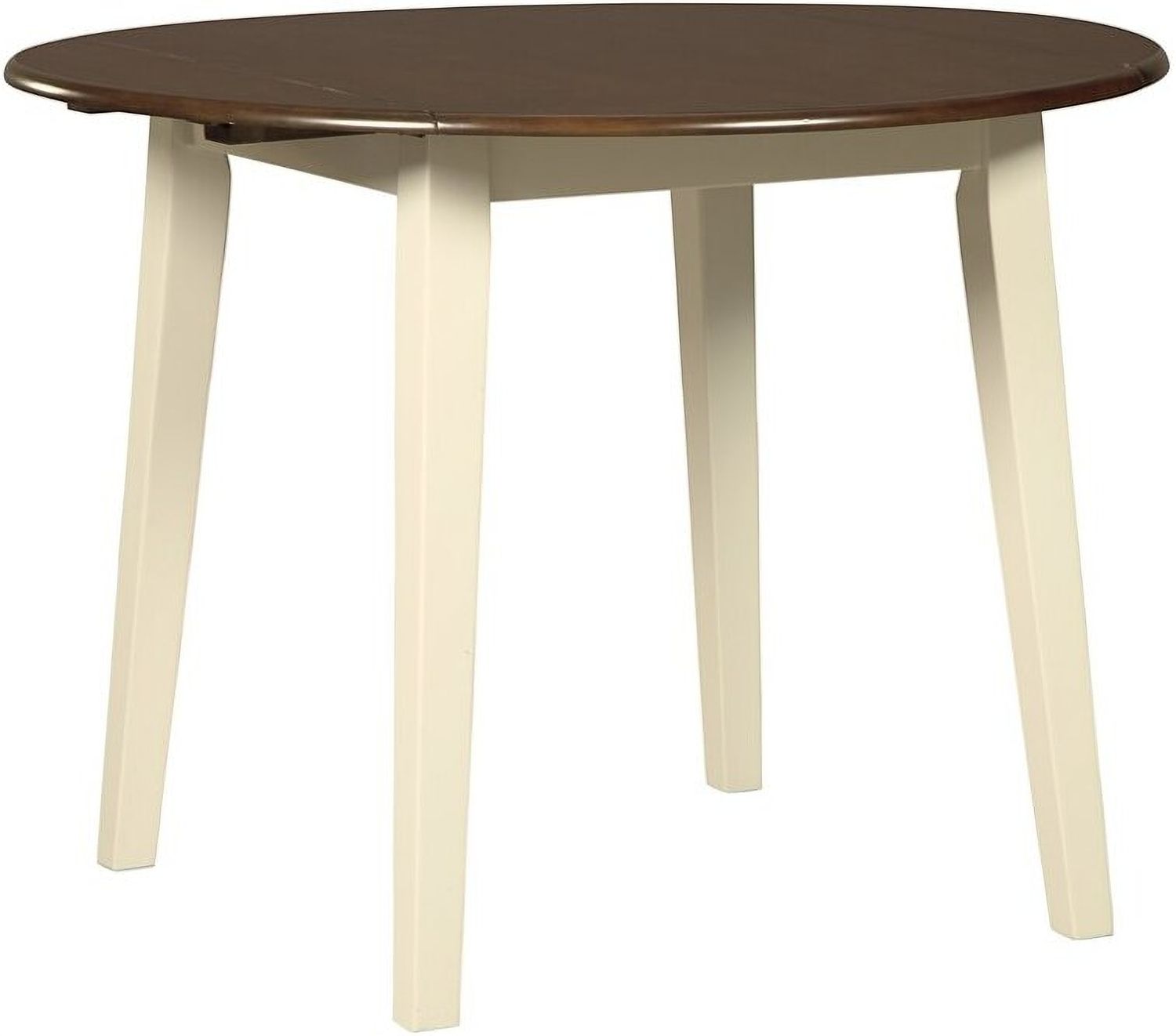 Woodanville White and Brown Round Drop Leaf Dining Table D33515