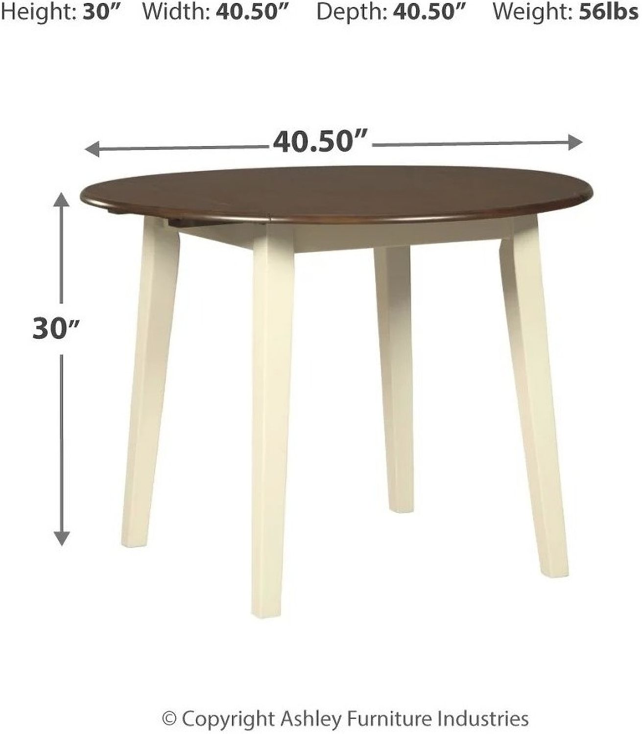 Woodanville White and Brown Round Drop Leaf Dining Table D33515