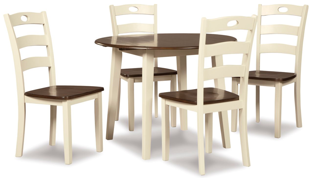 Woodanville White and Brown Round Drop Leaf Dining Table D33515