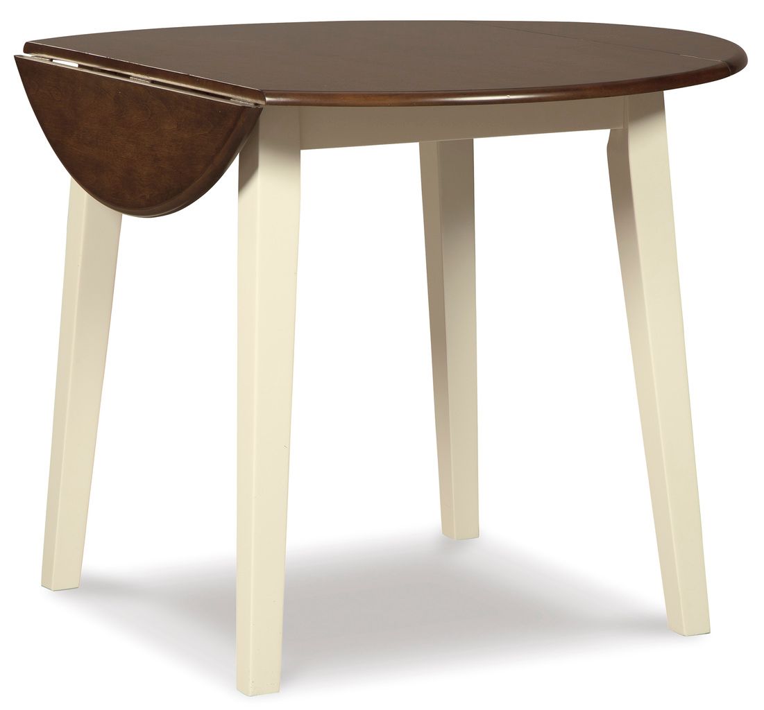 Woodanville White and Brown Round Drop Leaf Dining Table D33515