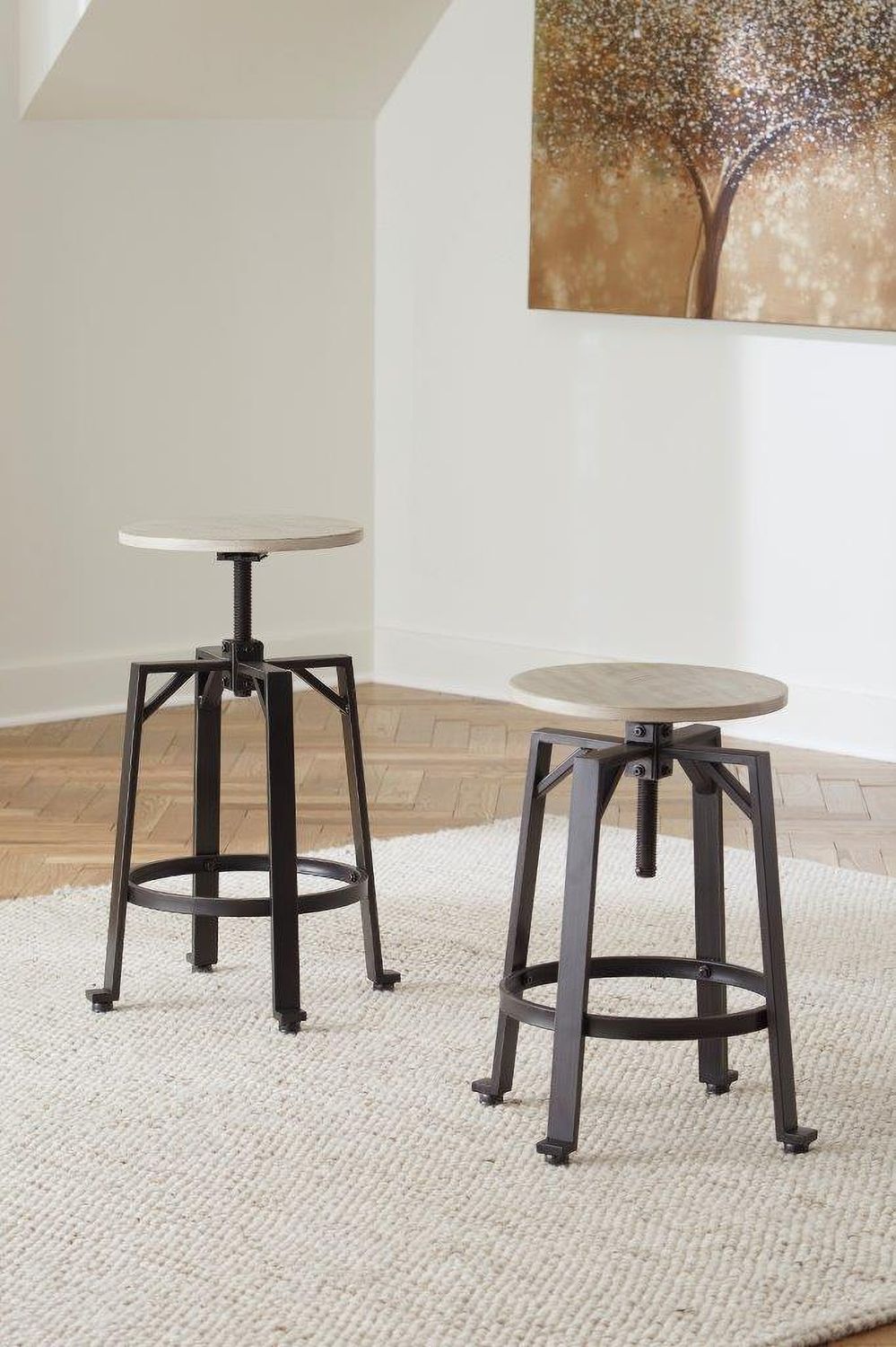 Karisslyn Whitewash And Black Swivel Counter Height Stool Set Of 2 D336024