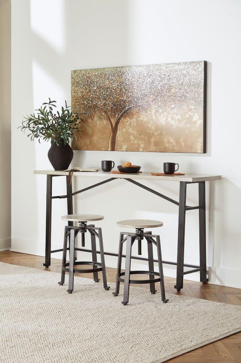 Karisslyn Whitewash And Black Swivel Counter Height Stool Set Of 2 D336024