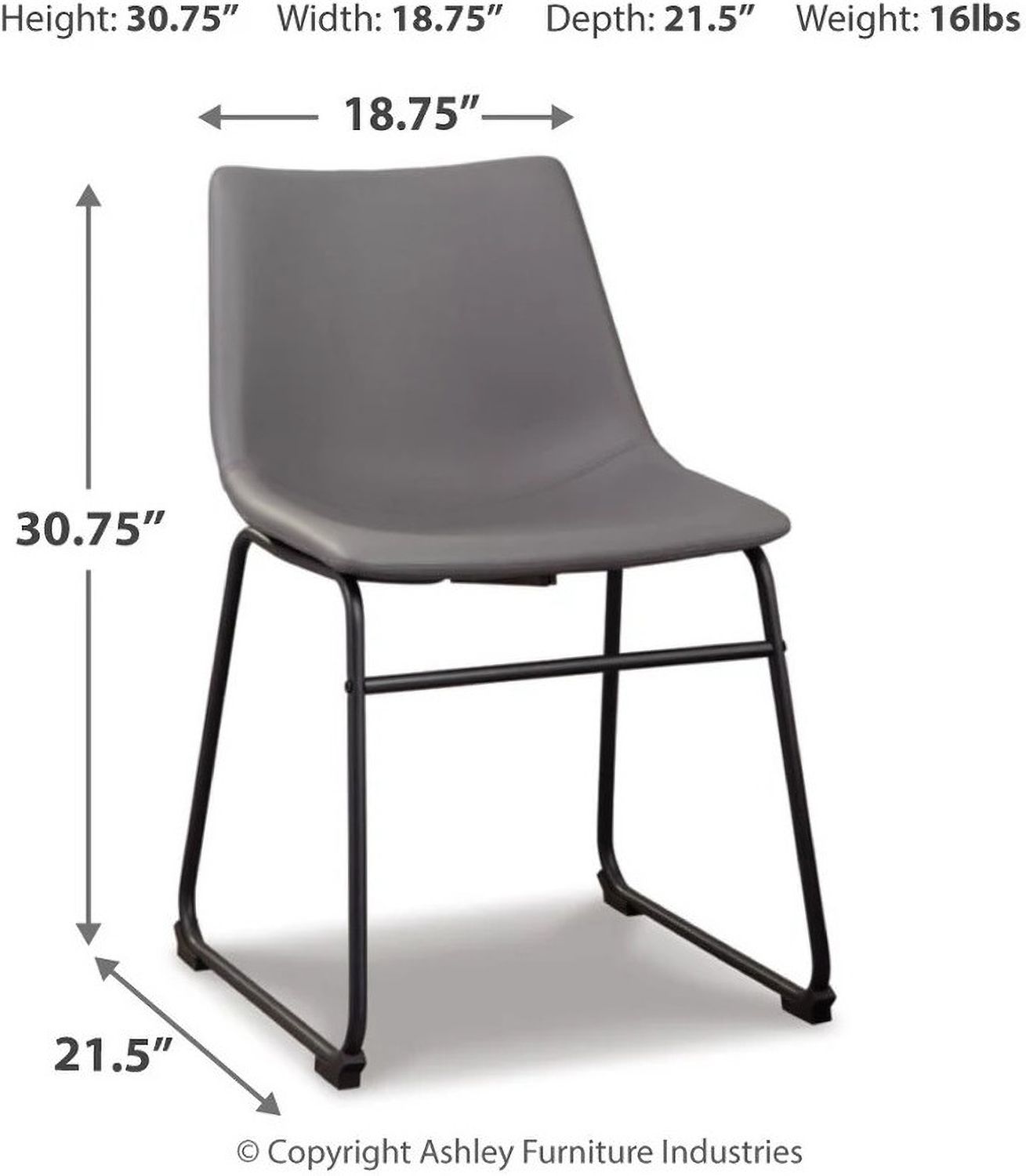 Centiar Gray Side Chair Set of 2 D37208