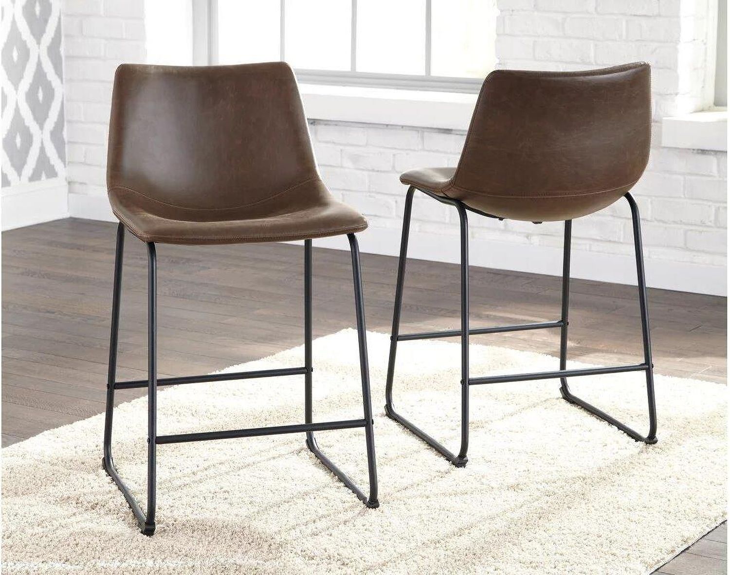 Centiar Brown and Black Upholstered Barstool Set of 2 D372124