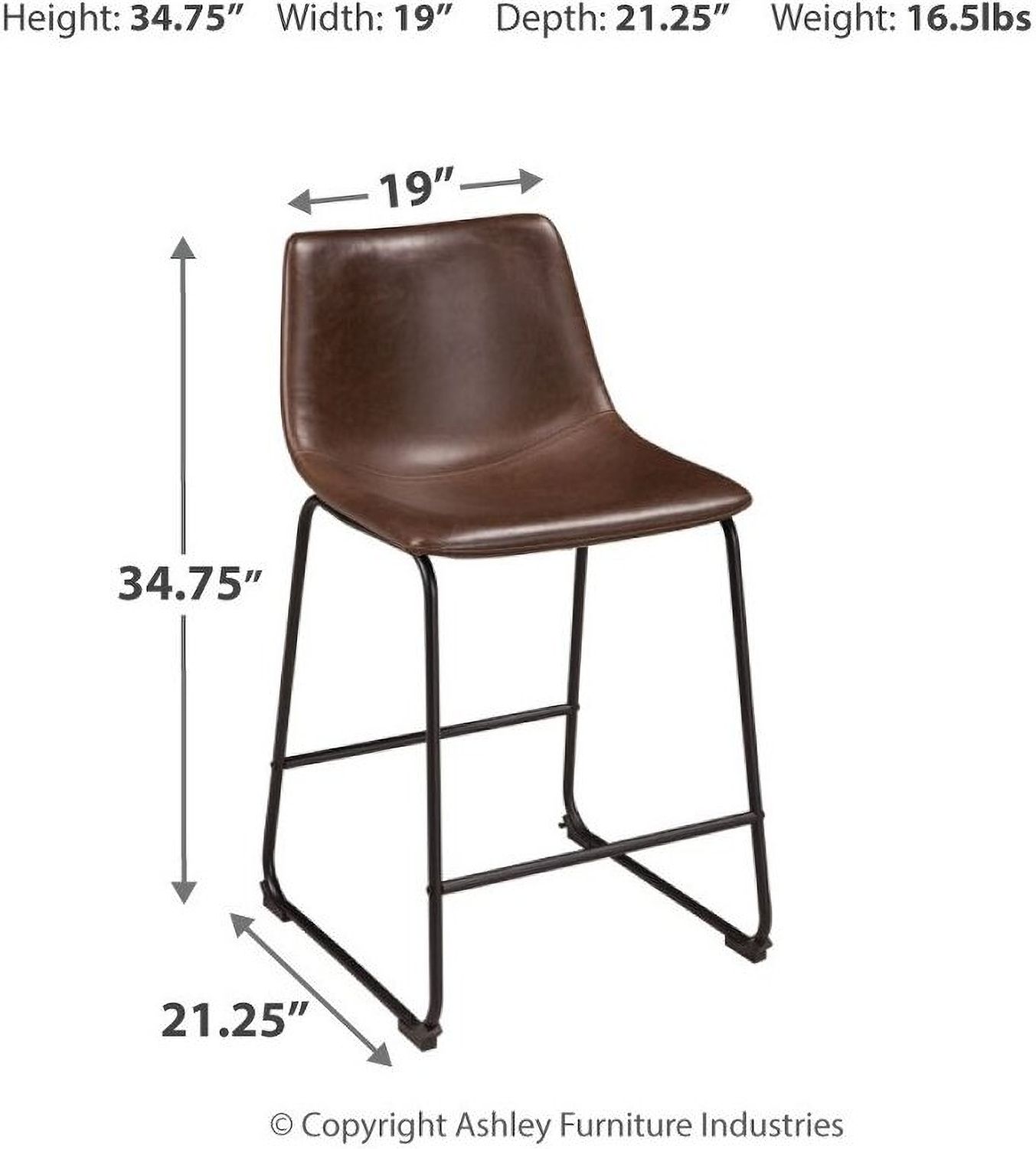 Centiar Brown and Black Upholstered Barstool Set of 2 D372124