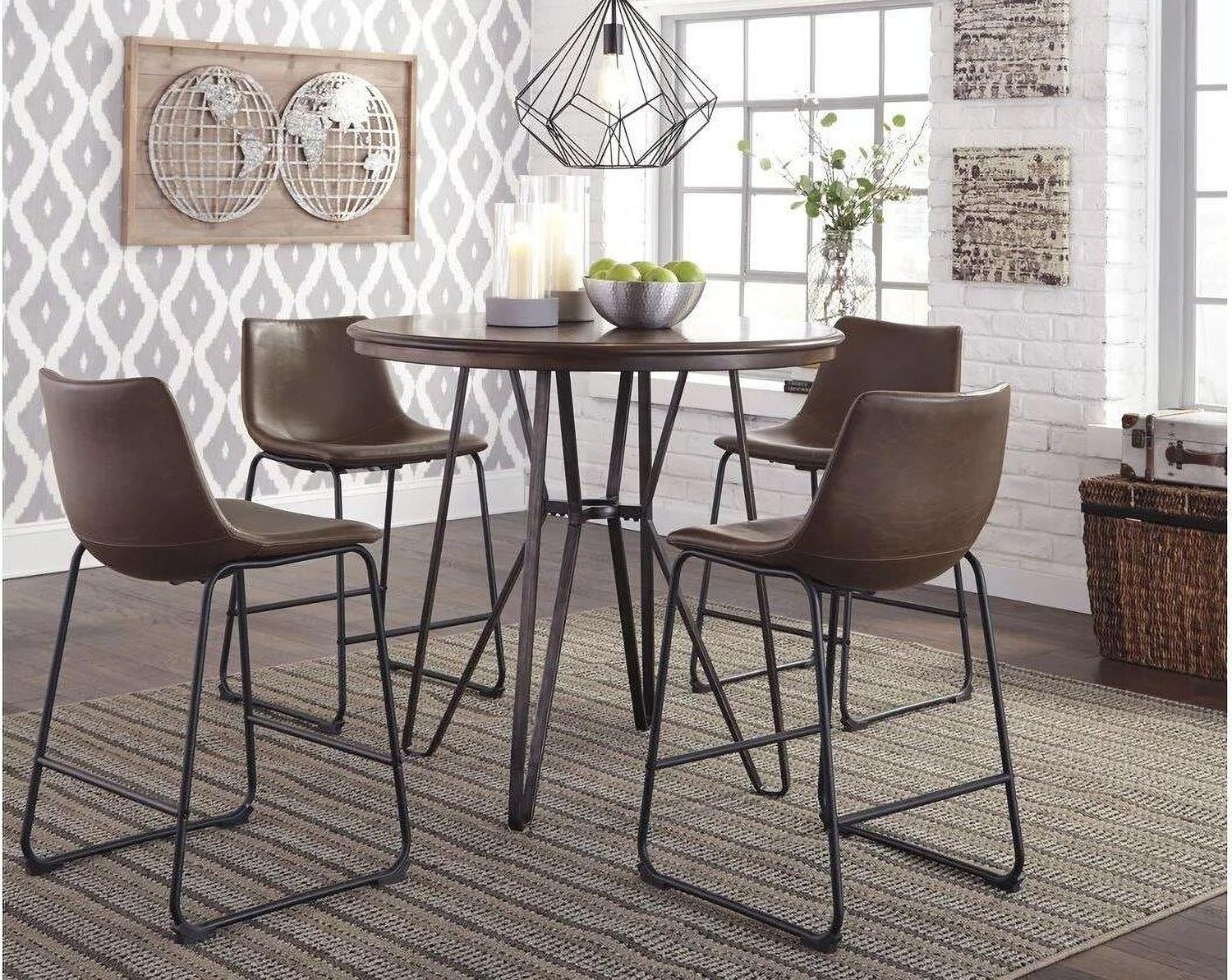 Centiar Brown and Black Upholstered Barstool Set of 2 D372124