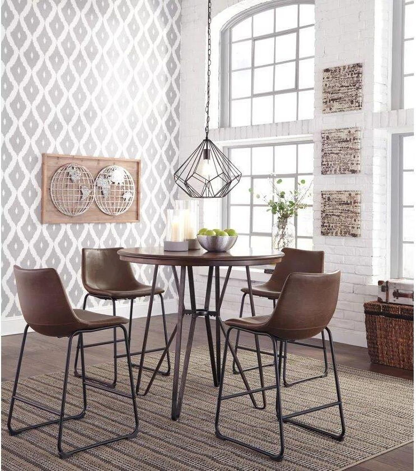 Centiar Brown and Black Upholstered Barstool Set of 2 D372124