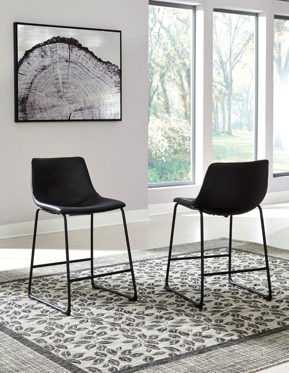 Centiar Black Counter Height Bar Stool Set of 2 D372624