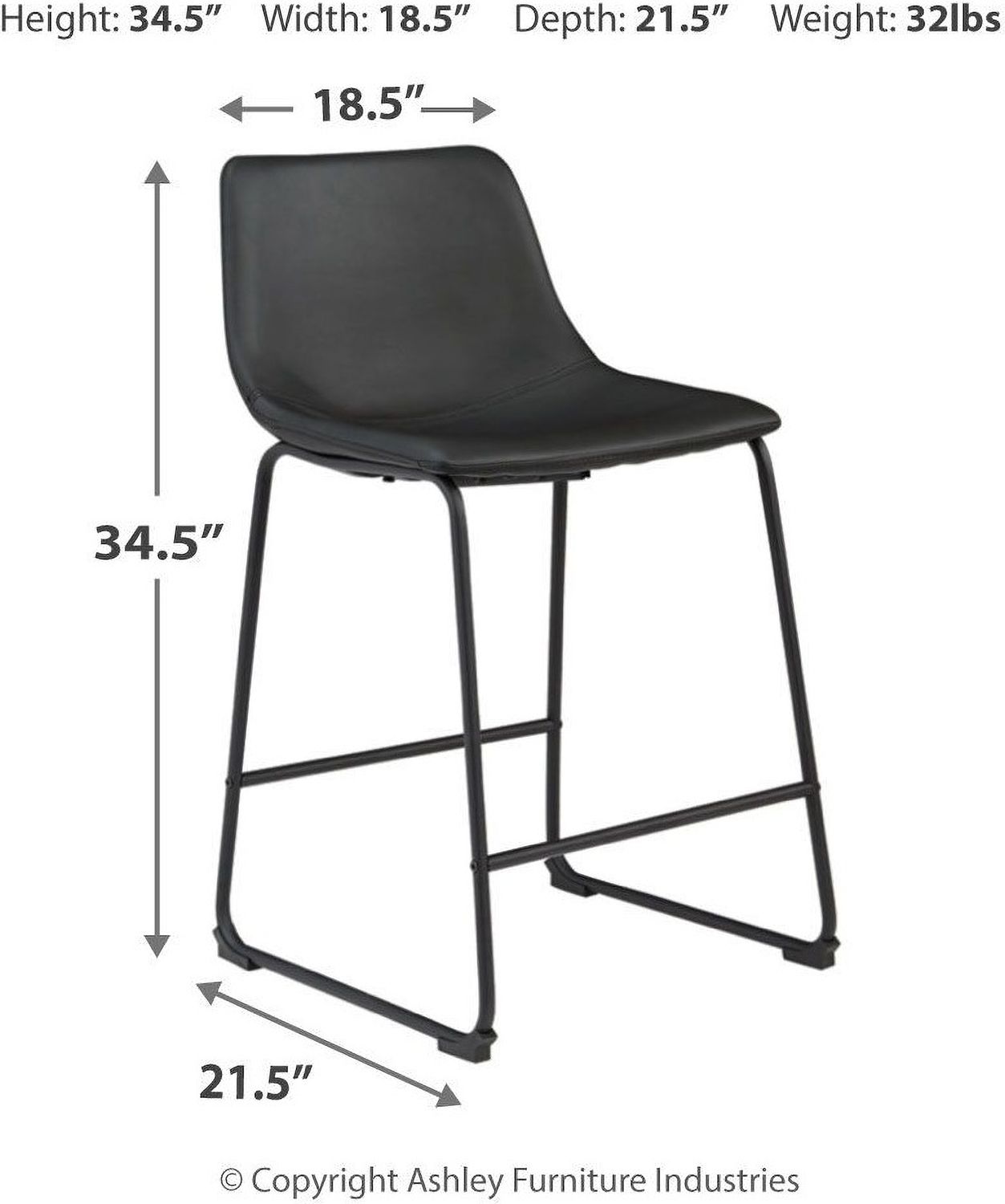 Centiar Black Counter Height Bar Stool Set of 2 D372624