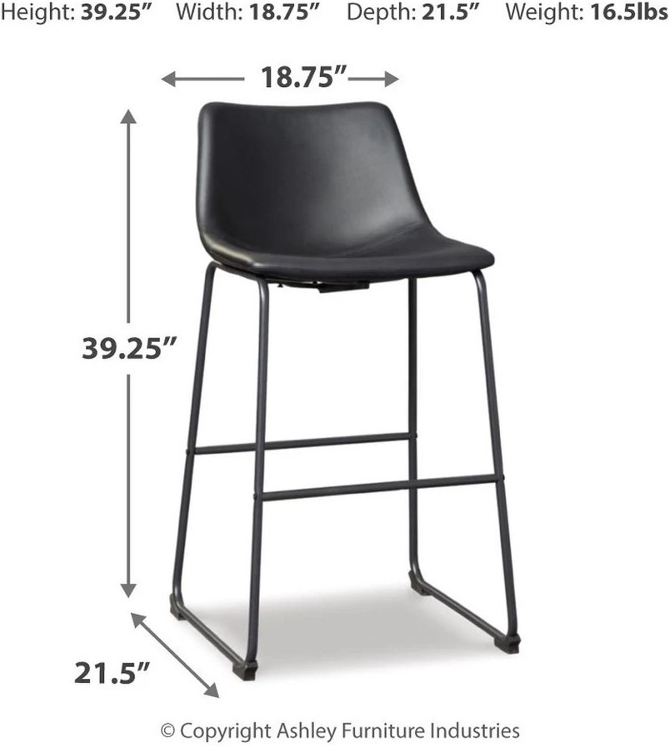 Centiar Black Pub Height Bar Stool Set of 2 D372630