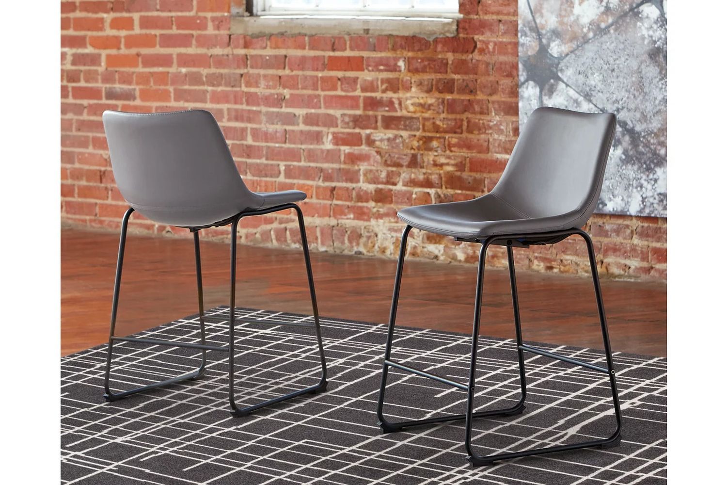 Centiar Gray Upholstered Barstool Set of 2 D372824
